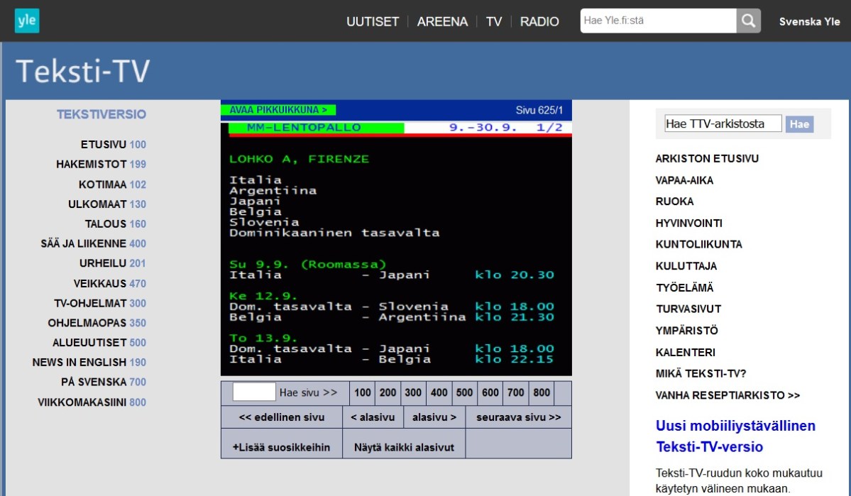 MM: Teksti-tv:llä tarkka&nbsp;seuranta